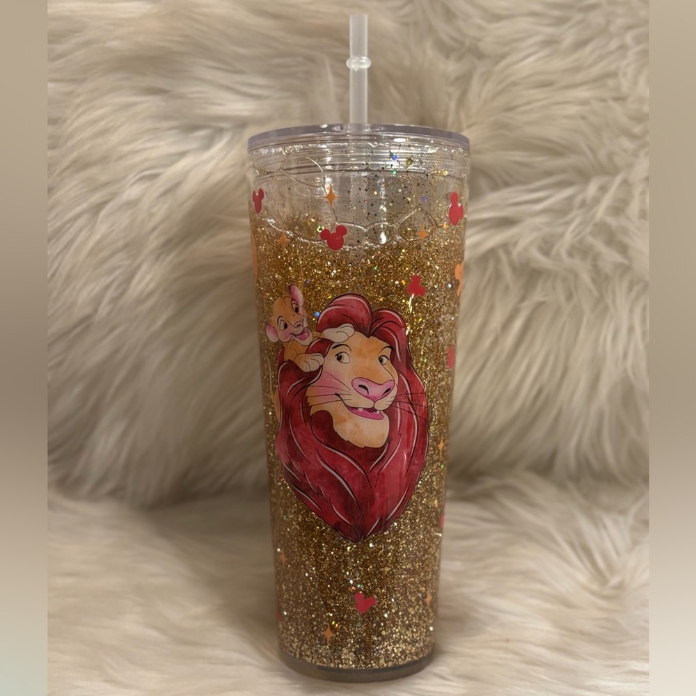 Lion King Glitter Snowglobe Tumbler with Straw 24 Oz